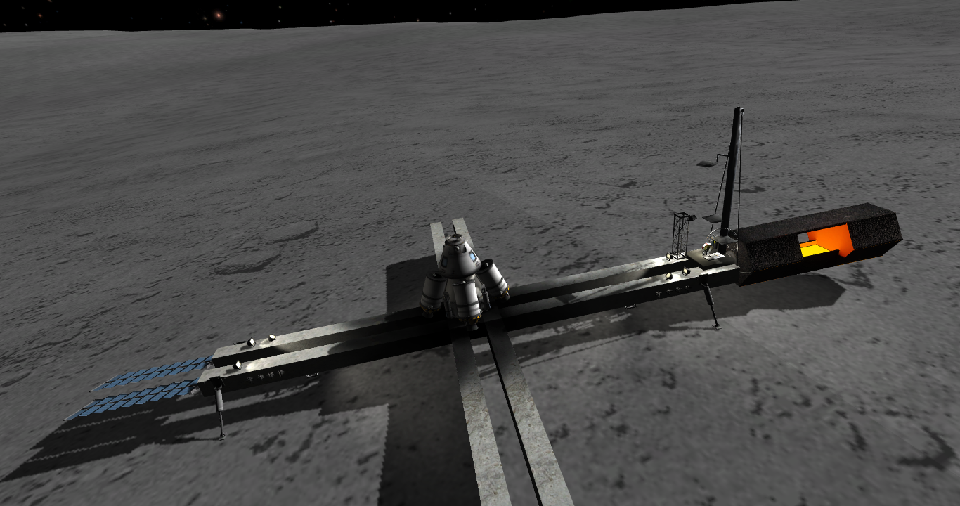 EPL launchpad, rocket workshop and smelter on the surface of the Mun