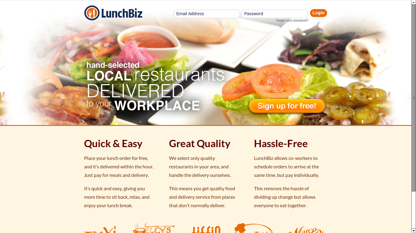 LunchBiz home page